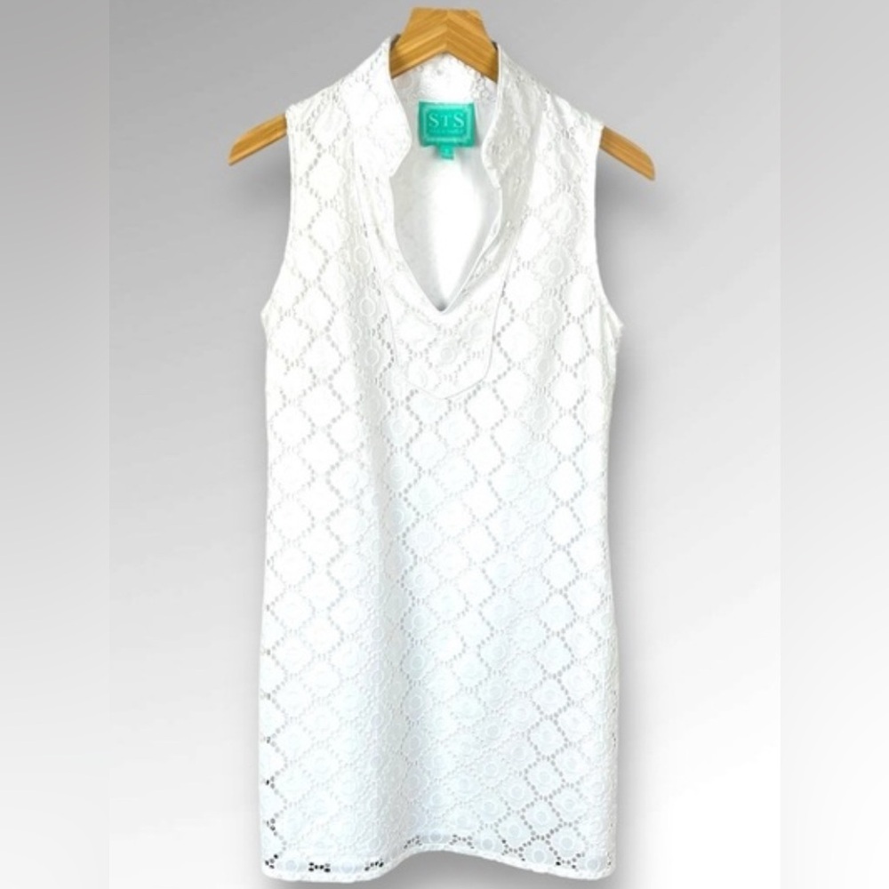 Sail to Sable The Rope Eyelet White Lace Overlay Dress